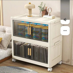 Tier Clothes Storage Boxes Bedroom Stackable Case Cabinet Closet On Wheels 2 Tier - 45X27X47Cm - thumbnail 2