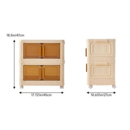 Tier Clothes Storage Boxes Bedroom Stackable Case Cabinet Closet On Wheels 2 Tier - 45X27X47Cm