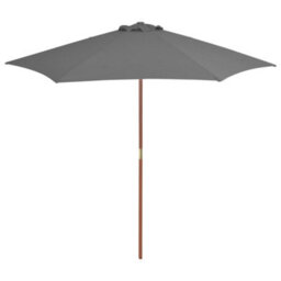 Walplus Garden Parasol With Wooden Pole 270 Cm Anthracite - thumbnail 1