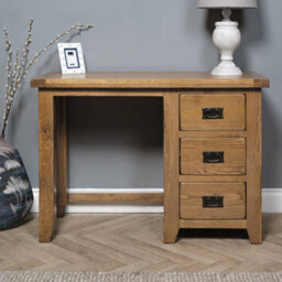 Elm Home And Garden Rustic Oak Single Pedestal Dressing Table 75Cm High X 107Cm Wide X 44Cm Deep Fully Assembled