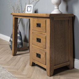 Elm Home And Garden Rustic Oak Single Pedestal Dressing Table 75Cm High X 107Cm Wide X 44Cm Deep Fully Assembled - thumbnail 6
