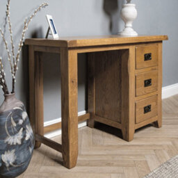 Elm Home And Garden Rustic Oak Single Pedestal Dressing Table 75Cm High X 107Cm Wide X 44Cm Deep Fully Assembled - thumbnail 7