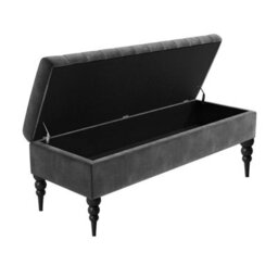 150Cm Sierra Striped Naples Upholstered Ottoman Storage Bench With Black Turned Wooden Legs -Dark Grey Shoes Storage Bench - thumbnail 2