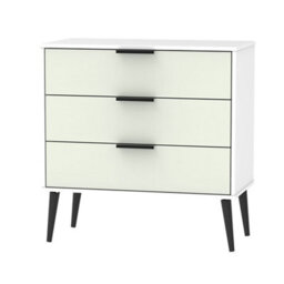 Kyoto Ready Assembled Matt Grey & White No Effect 3 Drawer Chest (H)740mm (W)765mm (D)395mm - thumbnail 1