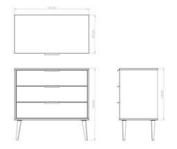 Kyoto Ready Assembled Matt Grey & White No Effect 3 Drawer Chest (H)740mm (W)765mm (D)395mm - thumbnail 3