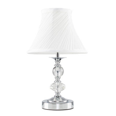 Valuelights Jaigier Polished Chrome And Glass Touch Table Lamp With Pleated White Shade With Led Bulb - image 1