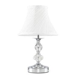 Valuelights Jaigier Polished Chrome And Glass Touch Table Lamp With Pleated White Shade With Led Bulb
