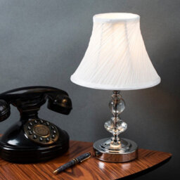 Valuelights Jaigier Polished Chrome And Glass Touch Table Lamp With Pleated White Shade With Led Bulb - thumbnail 5
