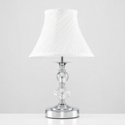 Valuelights Jaigier Polished Chrome And Glass Touch Table Lamp With Pleated White Shade With Led Bulb - thumbnail 4