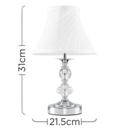 Valuelights Jaigier Polished Chrome And Glass Touch Table Lamp With Pleated White Shade With Led Bulb - thumbnail 9