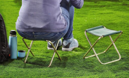 2 X Portable Folding Chairs - 27Cm Lightweight Stool Fits In Pocket Or Bag - Outdoor Camping Fishing Picnic Seat Or Footstool - thumbnail 2