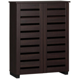 Wyld Haus Fiseyo Wooden Wood-Effect Shoe Cabinet For 15 Pairs, Five-Tier Adjustable Storage, Dark Brown - thumbnail 2