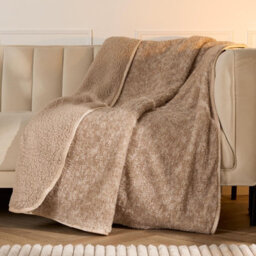 Ohs Teddy Marl Binded Throw - Natural - thumbnail 1