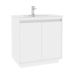 Royal Bathrooms Orion 800mm Matt White 2 Door Floor Standing Bathroom Vanity Unit With Carrara White Basin & Chrome Accent Trim - thumbnail 7