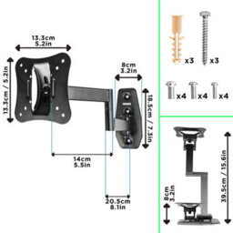 "Duronic Tvb0920 Full Range Tv Bracket, Swivel And Tilt Wall Mount With Vesa 100X100 For Flat Screen Television Screen 13-30""" - thumbnail 2