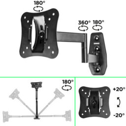 "Duronic Tvb0920 Full Range Tv Bracket, Swivel And Tilt Wall Mount With Vesa 100X100 For Flat Screen Television Screen 13-30""" - thumbnail 7