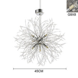 Darphe 8 Light Chrome Plated Sparkling Crystal Beaded Chandelier, Dandelion Shaped Ceiling Chandelier - thumbnail 7