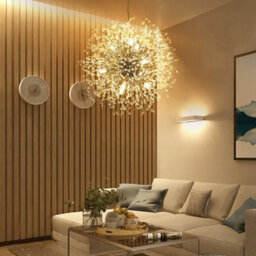 Darphe 8 Light Chrome Plated Sparkling Crystal Beaded Chandelier, Dandelion Shaped Ceiling Chandelier - thumbnail 4