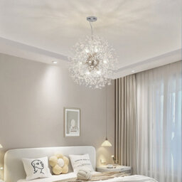 Darphe 8 Light Chrome Plated Sparkling Crystal Beaded Chandelier, Dandelion Shaped Ceiling Chandelier - thumbnail 6