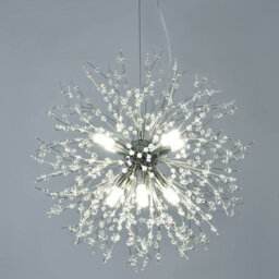Darphe 8 Light Chrome Plated Sparkling Crystal Beaded Chandelier, Dandelion Shaped Ceiling Chandelier - thumbnail 3