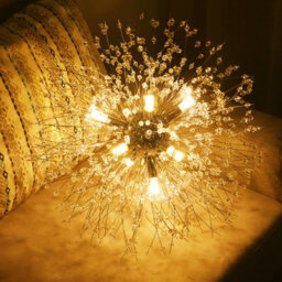 Darphe 8 Light Chrome Plated Sparkling Crystal Beaded Chandelier, Dandelion Shaped Ceiling Chandelier - thumbnail 5