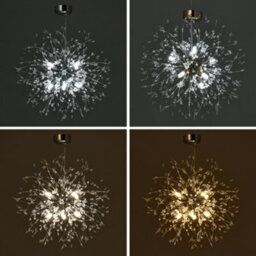 Darphe 8 Light Chrome Plated Sparkling Crystal Beaded Chandelier, Dandelion Shaped Ceiling Chandelier - thumbnail 2