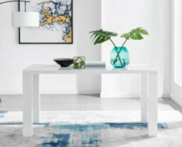 Furniturebox Pivero Rectangular 6 Seater White High Gloss Dining Table For Simple Elegant Minimalist Style Dining Room