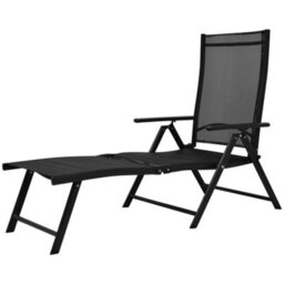 Walplus Folding Sun Lounger Aluminium Black - thumbnail 2