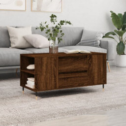 Berkfield Modern Coffee Table Brown Oak 102X44.5X50 Cm Engineered Wood - thumbnail 2