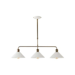 Valuelights Burford White Ceramic Ribbed 3 Drop Diner Bar Pendant Ceiling Light - thumbnail 7