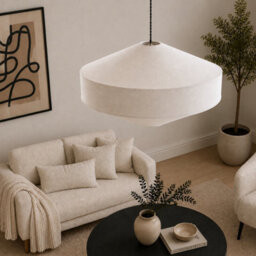 CGC Lighting Cgc Libby Extra Large 60Cm Geometric Oatmeal Stretch Linen Fabric Lampshade - thumbnail 4