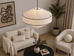 CGC Lighting Cgc Libby Extra Large 60Cm Geometric Oatmeal Stretch Linen Fabric Lampshade - thumbnail 3