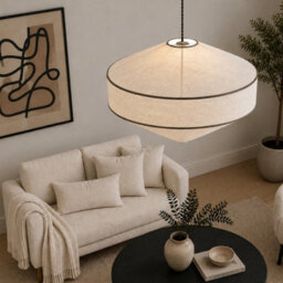 CGC Lighting Cgc Libby Extra Large 60Cm Geometric Oatmeal Stretch Linen Fabric Lampshade - thumbnail 2