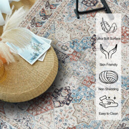 Ameha Cashmere Rugs 120X170Cm Intricate Persian-Inspired Medallion Pattern Area Rugs Kitchen Carpet Nonslip Bedside Rug,coastal - thumbnail 8