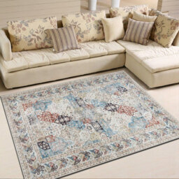 Ameha Cashmere Rugs 120X170Cm Intricate Persian-Inspired Medallion Pattern Area Rugs Kitchen Carpet Nonslip Bedside Rug,coastal - thumbnail 3