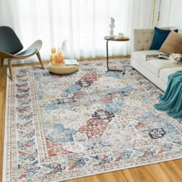 Ameha Cashmere Rugs 120X170Cm Intricate Persian-Inspired Medallion Pattern Area Rugs Kitchen Carpet Nonslip Bedside Rug,coastal - thumbnail 7
