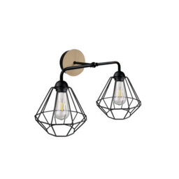 Luminosa Lighting Luminosa Foskal Wall Lamp Black, Wood, 24Cm, 2X E27