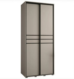 Arte Stylish Cashmere & Black Sliding Door Wardrobe W110Cm H235Cm D60Cm For Compact Spaces - thumbnail 1