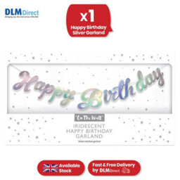 Generic Otw 289 Party Banner Happy Birthday Silver Iridescent Stitched Garland  1.5 Metres - thumbnail 1
