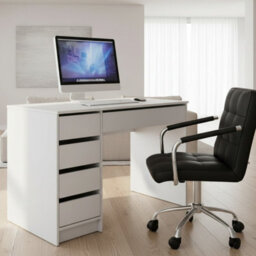 Ada Desk Sturdy Laminated Board Construction With Durable Abs Edging White Matt