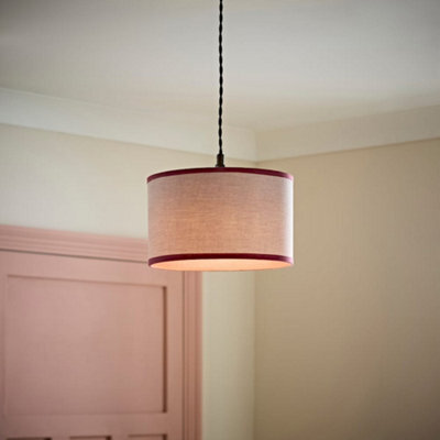 Valuelights Kiara Small 25Cm Linen Pink Trim Inner Easy Fit Lamp Shade And Bulb - image 1
