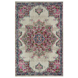 Melrose Chateau Pink Medallion Vintage Traditional Style Medium Area Rug 120X170Cm - thumbnail 4