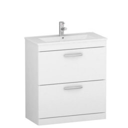 Royal Bathrooms Turin Gloss White 800mm Floor Standing Vanity Unit 2 Drawer With Minimalist Basin Sink - thumbnail 6