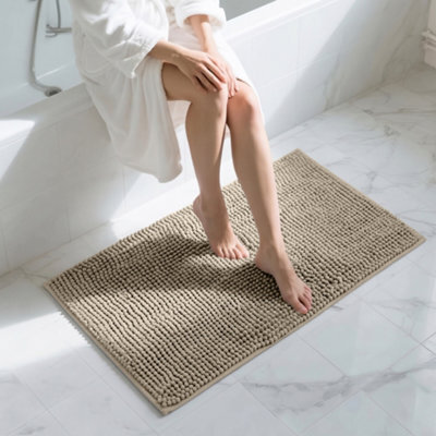 Moonlight Bedding Plush Chenille Bathroom Floor Mat Non-Slip Quick-Dry Absorbent Bathroom & Doorway Shower Rug Silver 50X80 Cm - image 1