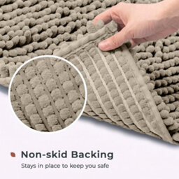 Moonlight Bedding Plush Chenille Bathroom Floor Mat Non-Slip Quick-Dry Absorbent Bathroom & Doorway Shower Rug Silver 50X80 Cm - thumbnail 2