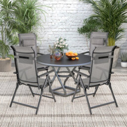 Gainoom Folding Patio Chairs Set Of 2 Lounge Chairs Outdoor Recliner Chairs W/ Adjustable Backrests & Armrests - thumbnail 3
