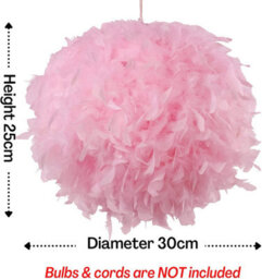Klass Home Collection 30Cm Pink Feather Light Shade, Lamp Shade For Pendant Ceiling Light, Table Lamp, Floor Lamp - thumbnail 3