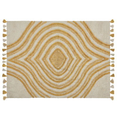 Beliani Rug Bingol Yellow 160 X 230 Cm Cotton - image 1
