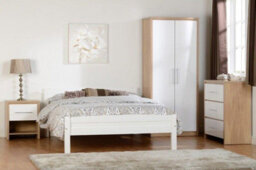 Seconique Seville 2 Door Wardrobe In White High Gloss Light Oak Effect Veneer - thumbnail 7