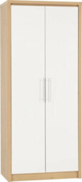 Seconique Seville 2 Door Wardrobe In White High Gloss Light Oak Effect Veneer - thumbnail 1